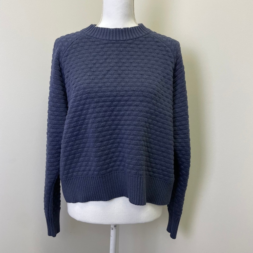 Lululemon Textured Knit Cashmere Blend Sweater M/L Navy Blue Raglan Pullover - Picture 1 of 16
